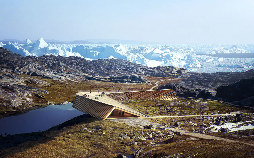 isfjordscenter_eksterioer_imagebymir Som ”en sneugles flugt gennem landskabet” – tanken er, at bygningen skal påvirke det skrøbelige landskab mindst muligt (billedkreditering: Image by Mir)