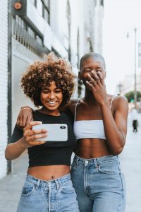 Young girls laughing